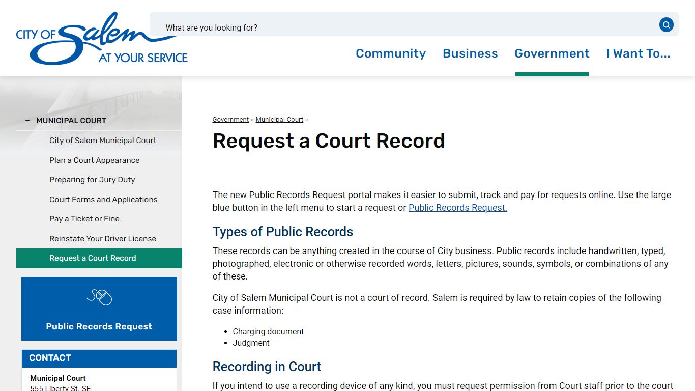 Request a Court Record | Salem, Oregon