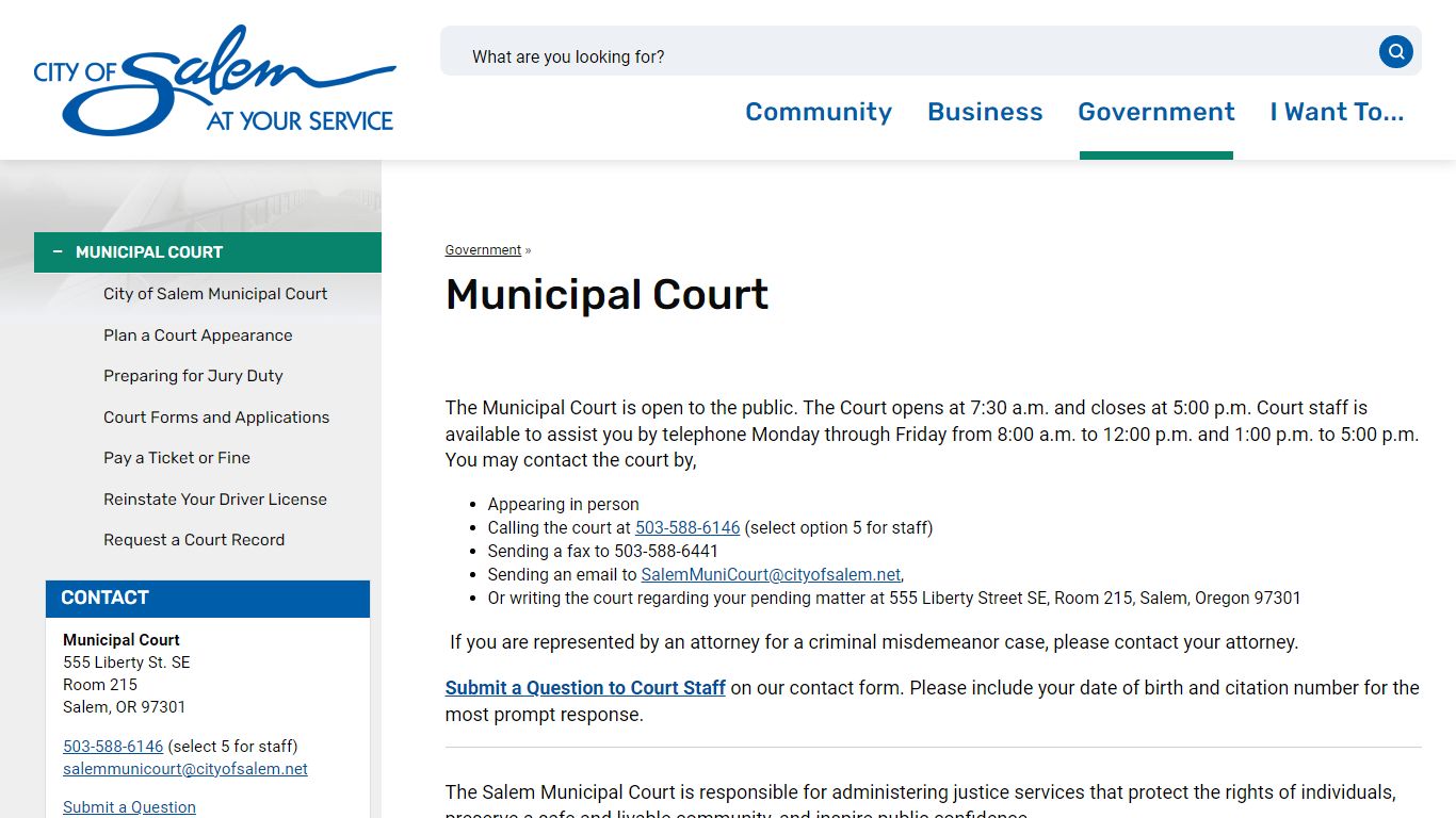 Municipal Court | Salem, Oregon