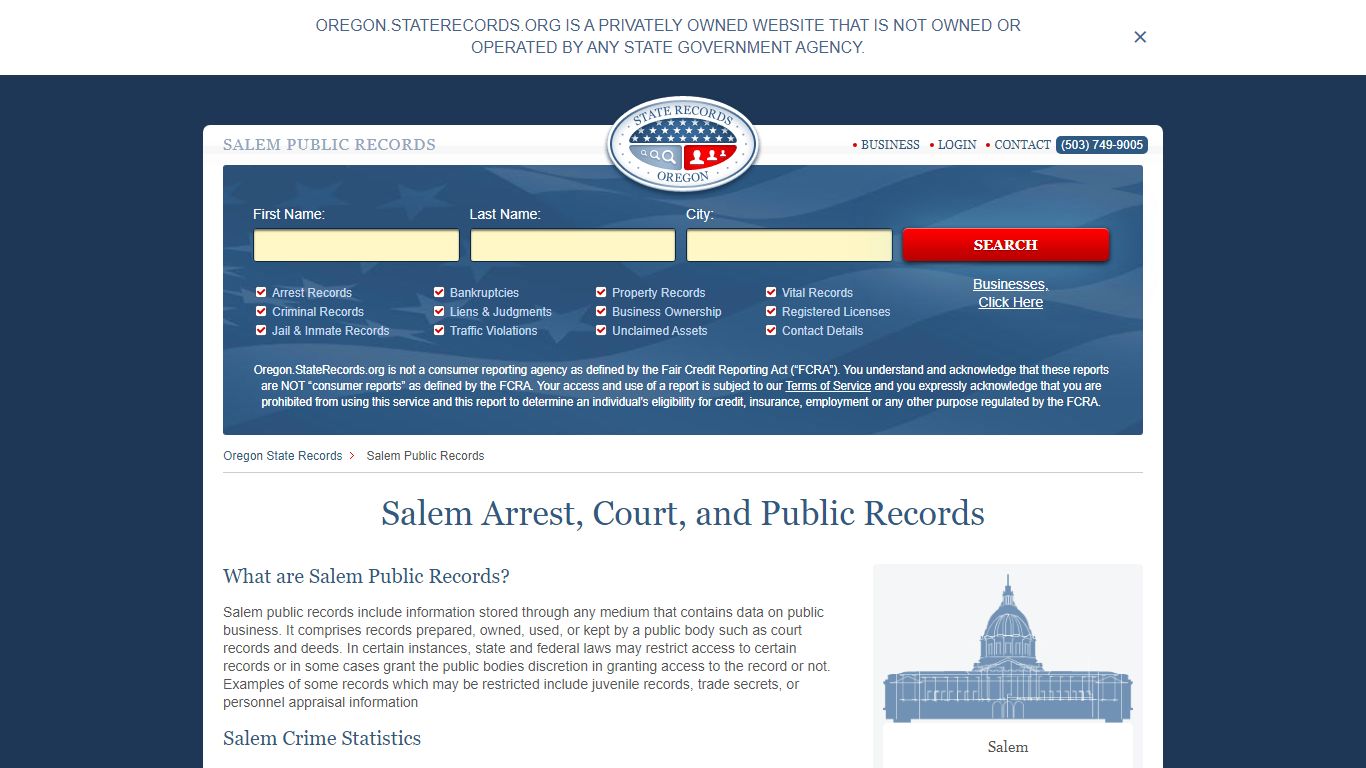 Salem Arrest and Public Records | Oregon.StateRecords.org